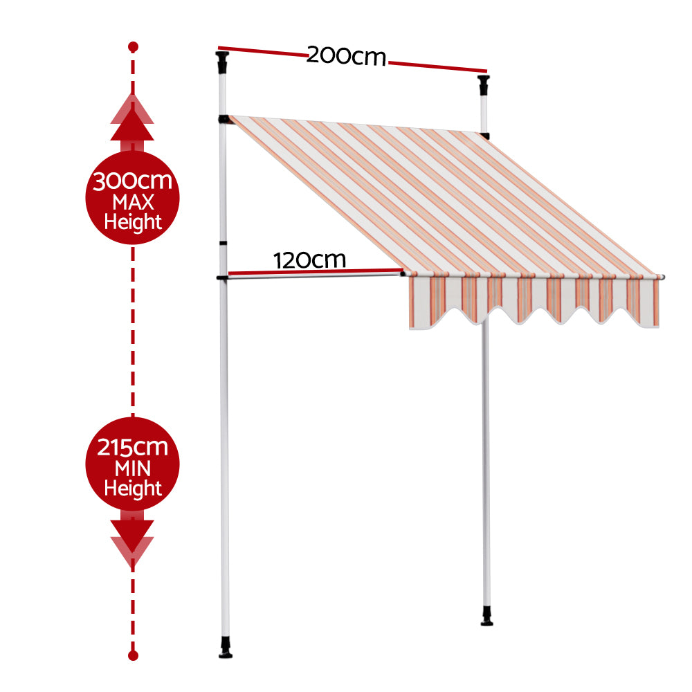 Instahut Retractable Pivot Arm Awning Outdoor Blinds Window Door Canopy 200cm