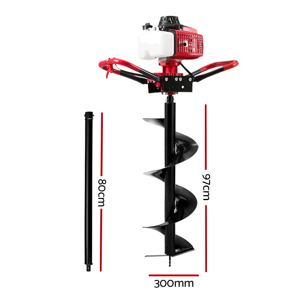 Giantz Petrol Post Hole Digger Drill 92CC Motor Fence Extension Auger Bits Borer