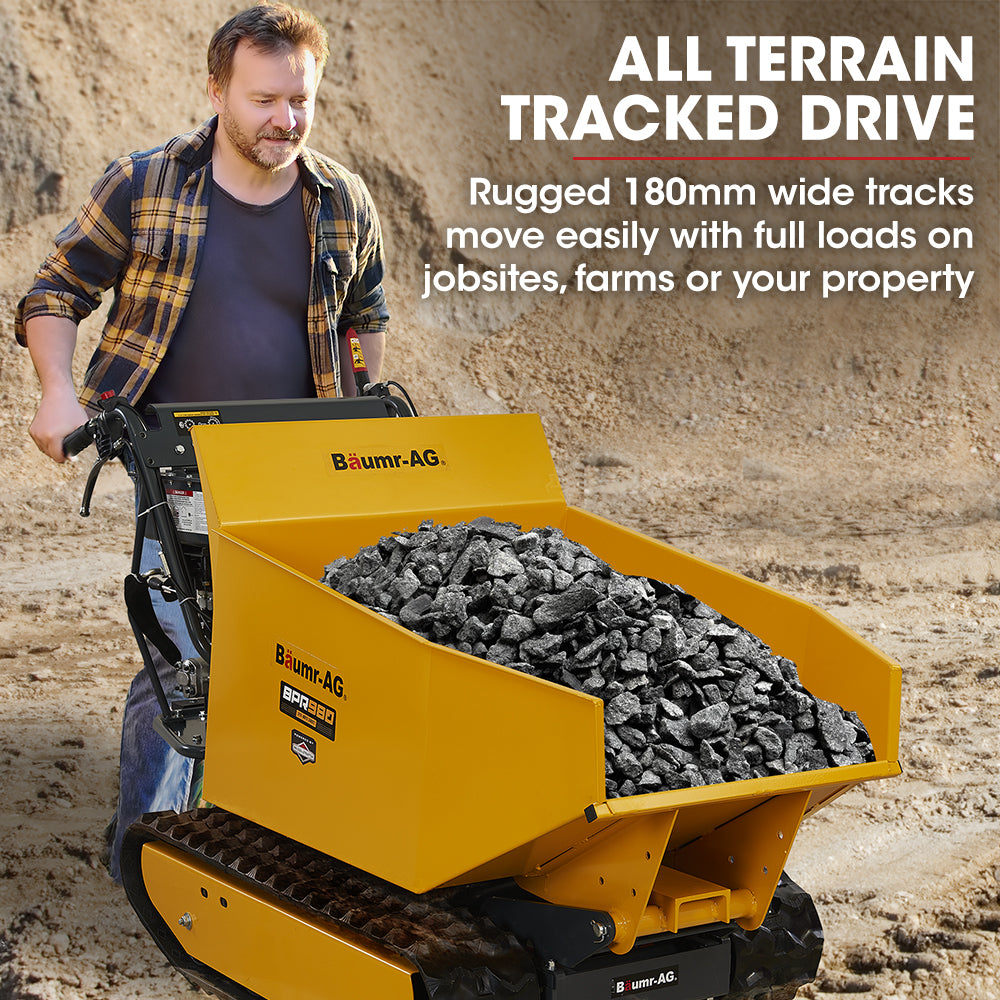 Baumr-AG Motorised Tracked Wheelbarrow Dumper, Briggs & Stratton CR950 Petrol Engine, 500kg Capacity