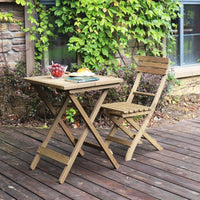 3 Piece RoundTable-Set Folding Bistro Set Solid Fir Wood Table Chair Set Garden Outdoor Lounge