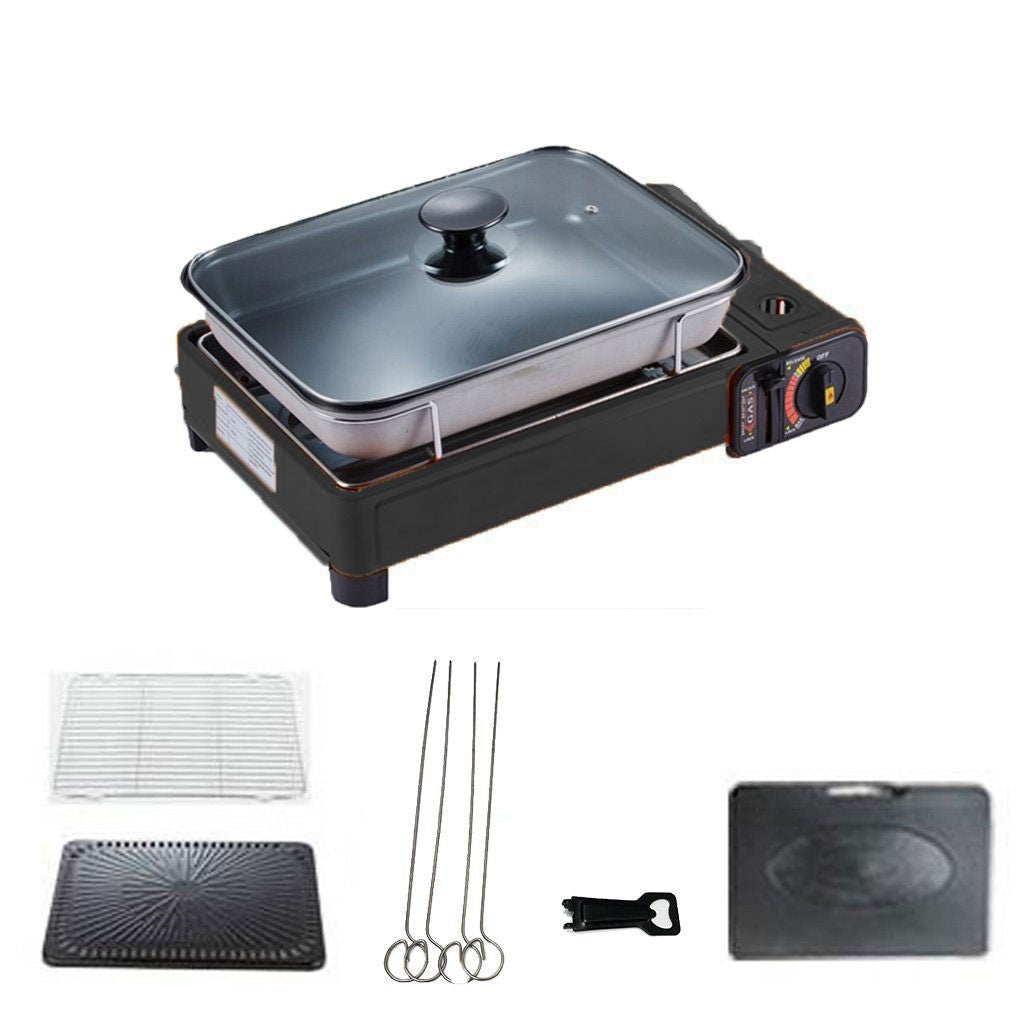 Campfire Chef Butane Gas Stove: Classic Black with Non-Stick Plate