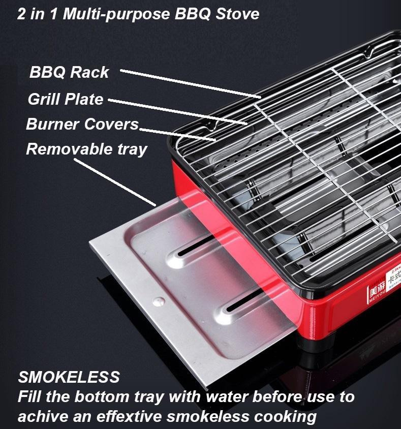 Campfire Chef Butane Gas Stove: Classic Black with Non-Stick Plate