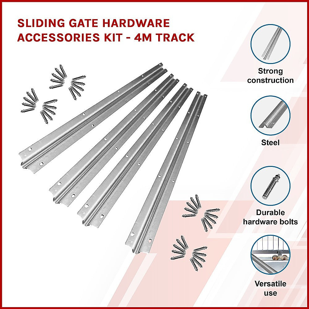 Sliding Gate Hardware Accessories Kit - 4m Track