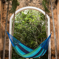 Mayan Legacy Single Size Cotton Mexican Hammock in Oceanica Colour